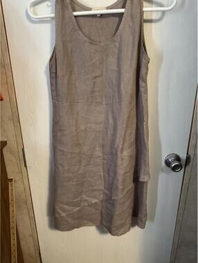 Ambra 100% linen Womens Dress Beige Made in Italy Asymmetrical Dress